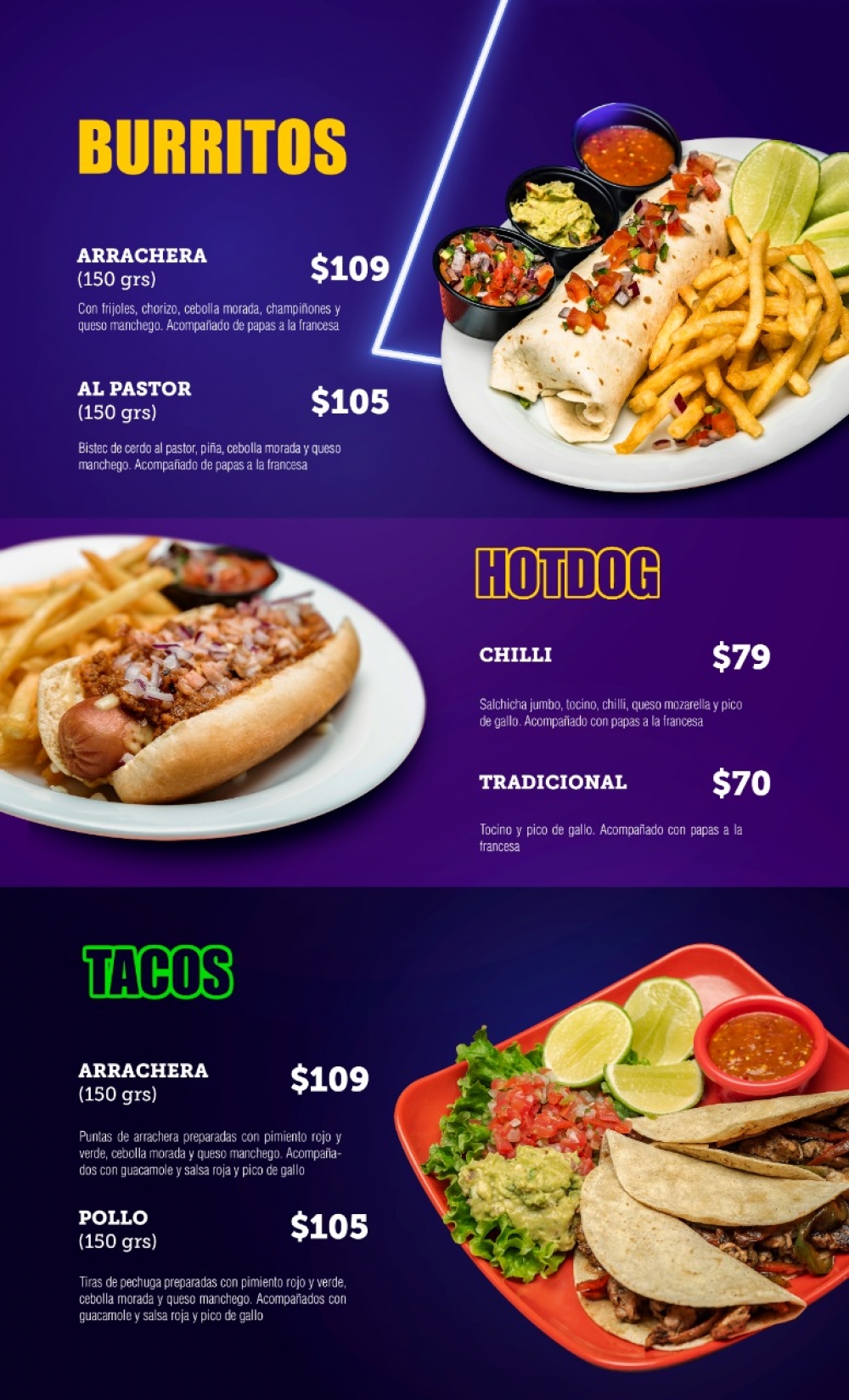 Burritos, HotDogs y Tacos